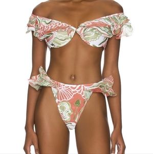 Andrea Iyamah Ruffled Off-The-Shoulder Bikini SET